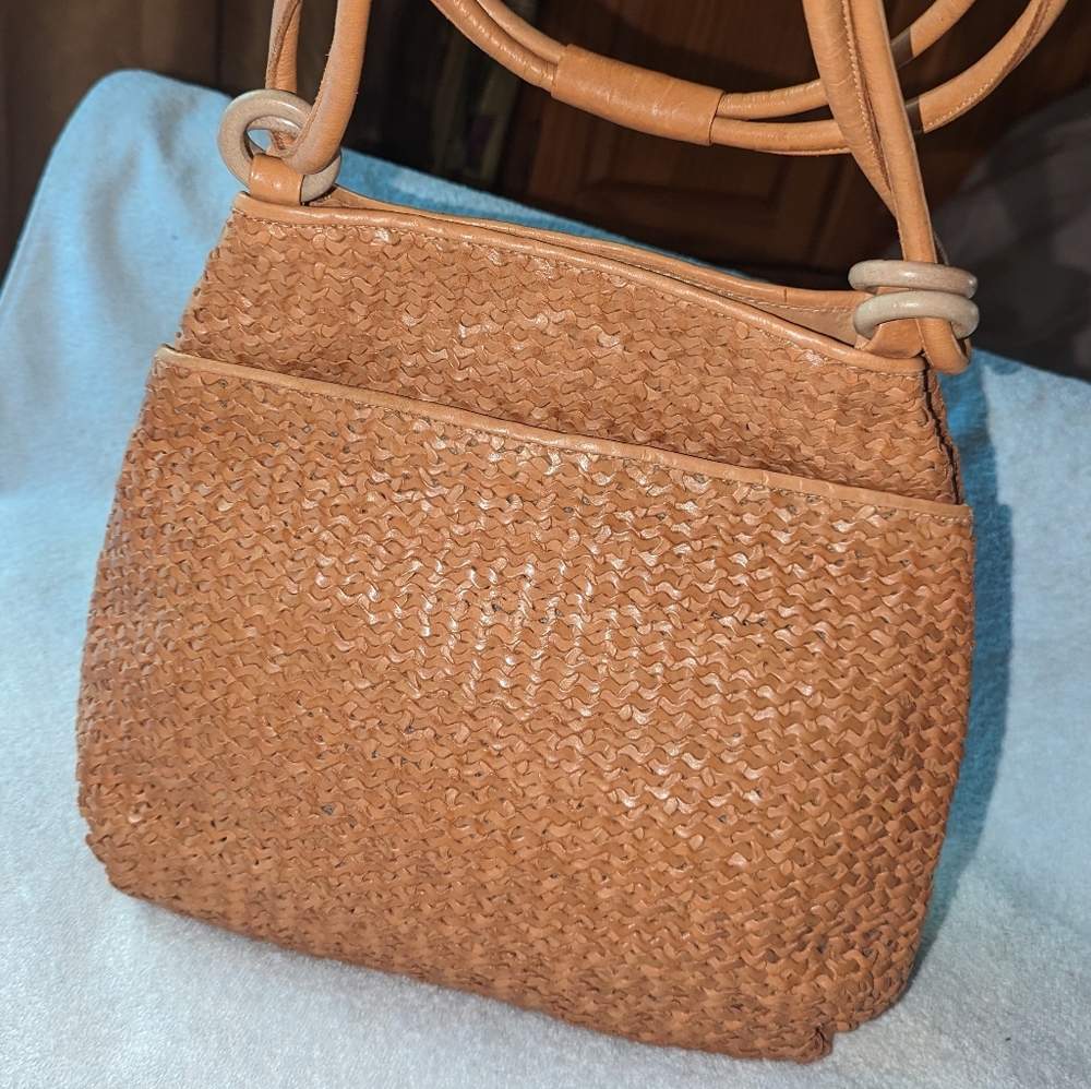 C E M Brazilian leather woven shoulder bag.